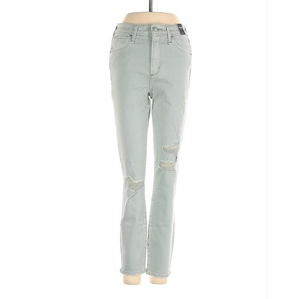 Abercrombie & Fitch NWT Simone Ankle Jeans Women 24 00R Sage Distressed Raw Hem